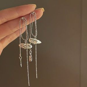 Silver chain tassel coin earrings